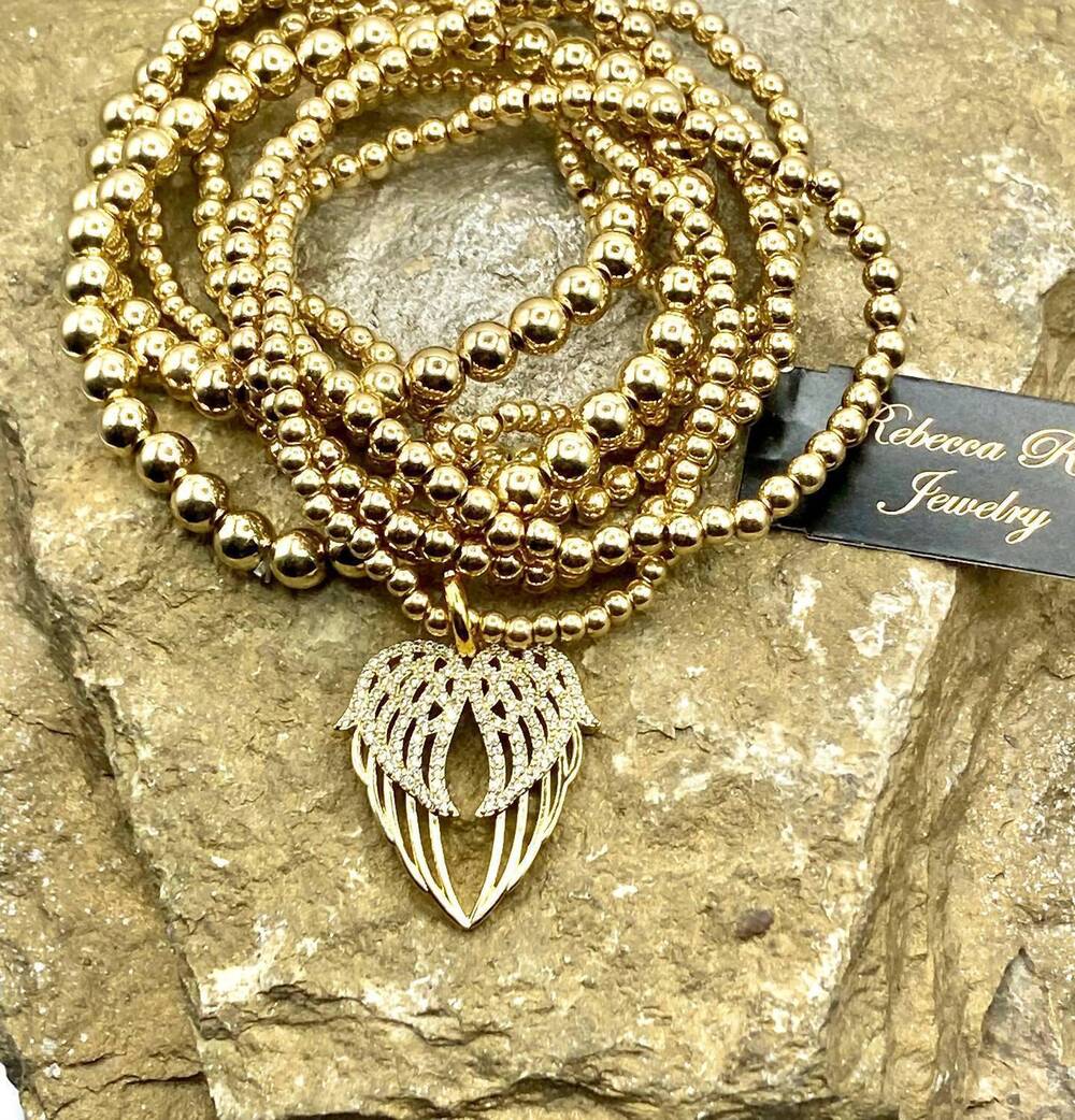 NEW REBECCA RAY JEWELRY women's angel wing stack set of 7 bracelet in crystal ac